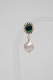 Emerald Glow Pearl Studs