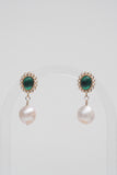 Emerald Glow Pearl Studs