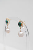 Emerald Glow Pearl Studs