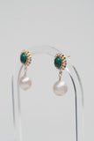 Emerald Glow Pearl Studs