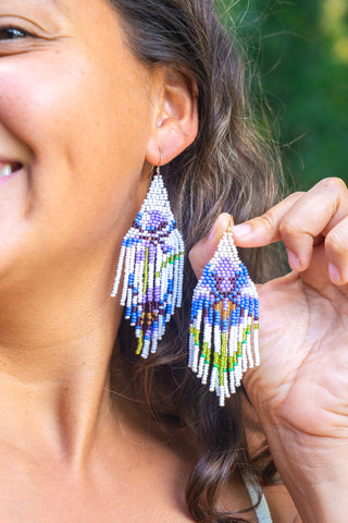 Orchid beaded earrings