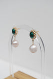 Emerald Glow Pearl Studs