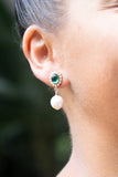 Emerald Glow Pearl Studs
