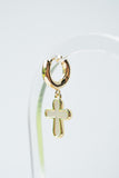 Mother of Pearl Cross Huggie Earrings