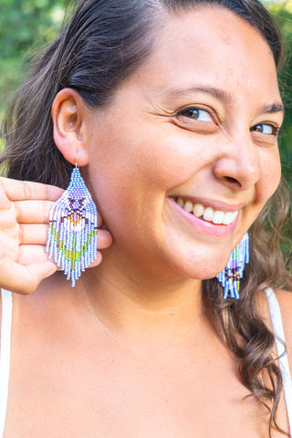 Orchid beaded earrings