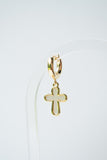 Mother of Pearl Cross Huggie Earrings