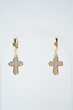 Mother of Pearl Cross Huggie Earrings