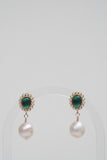 Emerald Glow Pearl Studs